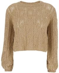 Semicouture - Open-Knit Cropped Sweater - Lyst
