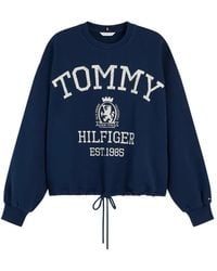 Tommy Hilfiger - Crest Logo-Print Drawstring-Hem Sweater - Lyst