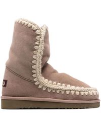 Mou - Logo-Patch Suede Boots - Lyst