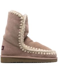 Mou - Logo-Patch Suede Boots - Lyst