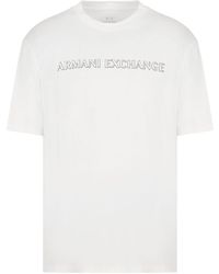 ARMANI EXCHANGE - Flocked-Logo Cotton T-Shirt - Lyst