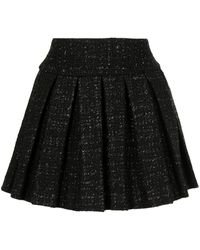 B+ AB Tweed Mini Pleated Skirt - Black