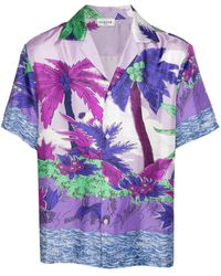 P.A.R.O.S.H. - Palm-tree-print Silk Shirt - Lyst