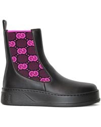Gucci - GG Knit & Leather Bootie - Lyst
