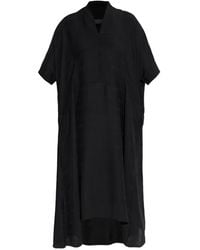 Balenciaga - Logo-Plaque Short-Sleeve Midi Dress - Lyst