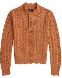 RRL - Buttoned Open-Knit Sweater - Lyst