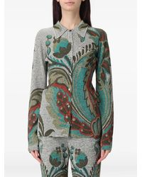 Etro - Geribbelde Blouse Met Paisley-Print - Lyst