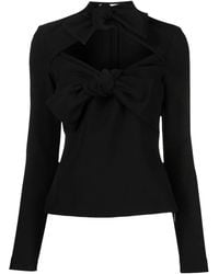 MSGM - Bow-Detail Long-Sleeve Top - Lyst