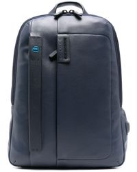 Piquadro - Logo-plaque Leather Laptop Backpack - Lyst