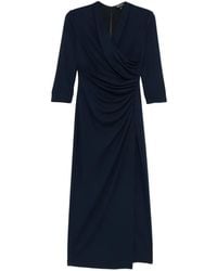 Giorgio Armani - V-Neck Draped Maxi Dress - Lyst