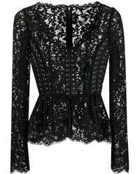 Dolce & Gabbana Blouse en dentelle à fleurs - Noir