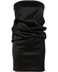 Saint Laurent - Mini-jurk Met Ceintuur Van Wolblend - Lyst