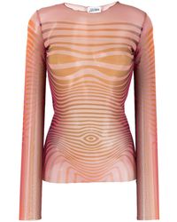 Jean Paul Gaultier - Stripe-pattern Mesh Top - Lyst