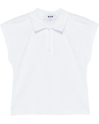 MSGM - Pointelle Short-Sleeve Polo Top - Lyst