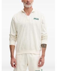 Fila - Pinstripe Quarter-Zip Long-Sleeve Polo Top - Lyst