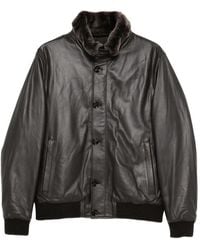 Moorer - Leather Faux-Fur-Trimmed Jacket - Lyst