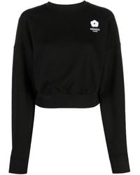 KENZO - Embroidered-logo Cotton Sweatshirt - Lyst