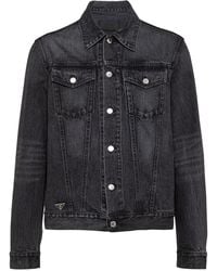 Prada - Denim Jack Met Logo - Lyst