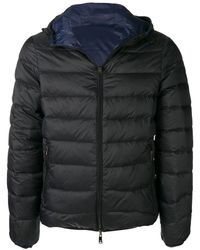 emporio armani black jacquard puffa jacket