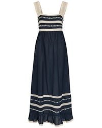 RIXO London - Malie Embroidered Lace-Trim Midi Dress - Lyst