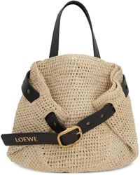 Loewe - Punch Hole Raffia Gehaakte Mini-Crossbodytas - Lyst