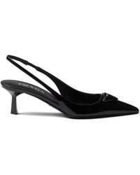 Prada - Leather Slingback Pumps - Lyst