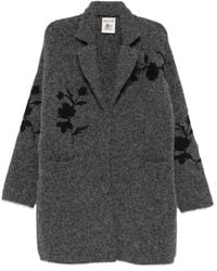 Semicouture - Floral-Intarsia Notched-Lapels Coat - Lyst