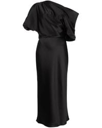 Amsale - Off-Shoulder Draped Midi Dress - Lyst