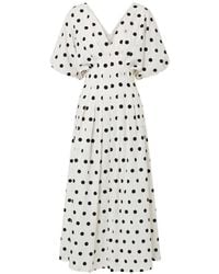 Nicholas - V-Neck Polka Dot Midi Dress - Lyst