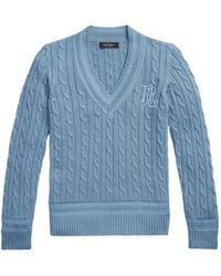 Ralph Lauren - Cable-Knit V-Neck Sweater - Lyst