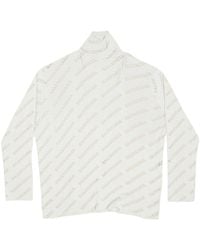 Balenciaga - Logo-print Ribbed-knit Jumper - Lyst