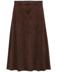 D.exterior - Suede-Effect A-Line Midi Skirt - Lyst