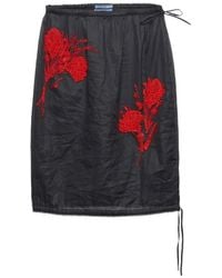 Prada - Embroidered Organdy Midi-Skirt - Lyst