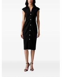 Morgan - Button-Up Ruched Midi Dress - Lyst