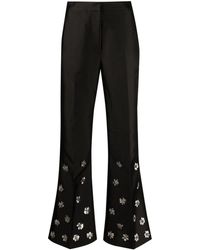 Sandro - Flower-embellished Flared Trousers - Lyst