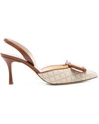 Manolo Blahnik - Mayslibi Buckle-Detail Raffia Pumps - Lyst