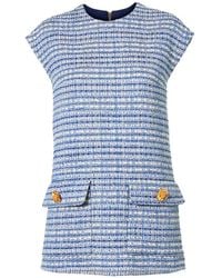 Carolina Herrera - Short-Sleeved Belted Tweed Blouse - Lyst