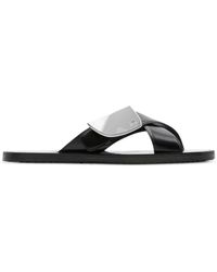 Burberry - Strip Shield Leather Slides - Lyst