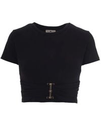 Elisabetta Franchi - Logo-Plaque T-Shirt - Lyst