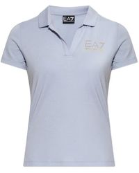 EA7 - Embellished-Logo Polo-Collar T-Shirt - Lyst