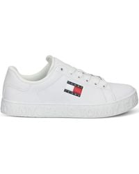 Tommy Hilfiger - Logo-Print Leather Sneakers - Lyst