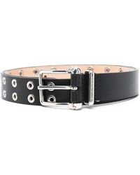 McQueen - Eyelet-Studded Calf Leather Belt - Lyst