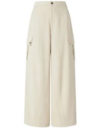 Pinko - Neutral Rosalin Wide-Leg Cropped Tapered Pants - Lyst