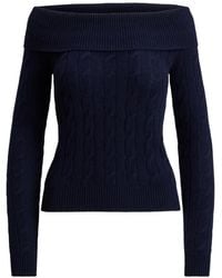 Ralph Lauren - Schulterfreier Pullover Mit Zopfmuster - Lyst