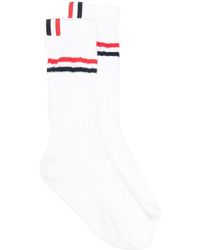 Thom Browne - Stripe-detail Mid-calf Socks - Lyst
