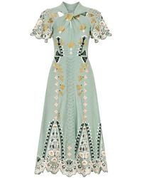 Temperley London - Embroidered Scalloped-Edge Midi Dress - Lyst