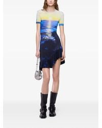Rabanne - Sunset-Print Ruffled-Trim Mini Dress - Lyst