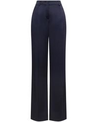 Alberta Ferretti - Satin Finish Silk-Blend Trousers - Lyst