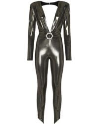 Philipp Plein - Crystal-Embellished Lamé Jumpsuit - Lyst