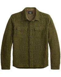 RRL - Buttoned Cable-Knit Sweater - Lyst